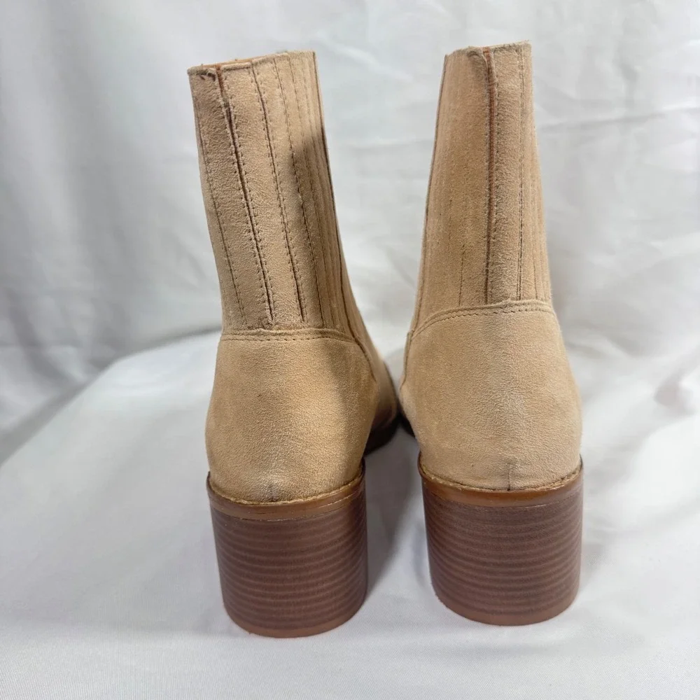 NEW 42 Gold Miley Natural Suede Western Ankle Booties Block‎ Heel Women's US 11
